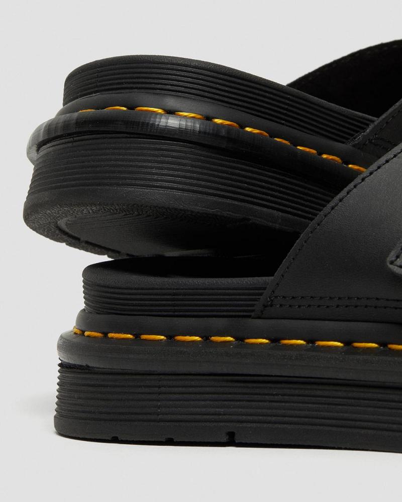 Black Men's Dr Martens Dax Men's Leather Slide Sandals | CA 634EBC